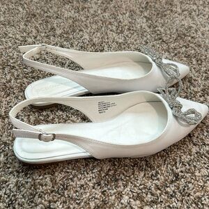 BCBGeneration Kristin Sling Back white flats. Size 8M used condition.